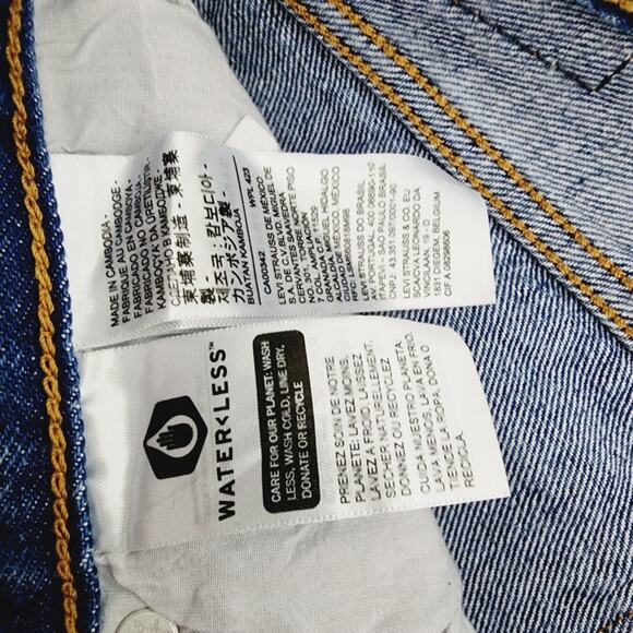 Levi's Wedgie Straight Leg Distressed High Rise Jeans Oxnard Drive Dark Blue 31 - Picture 7 of 13